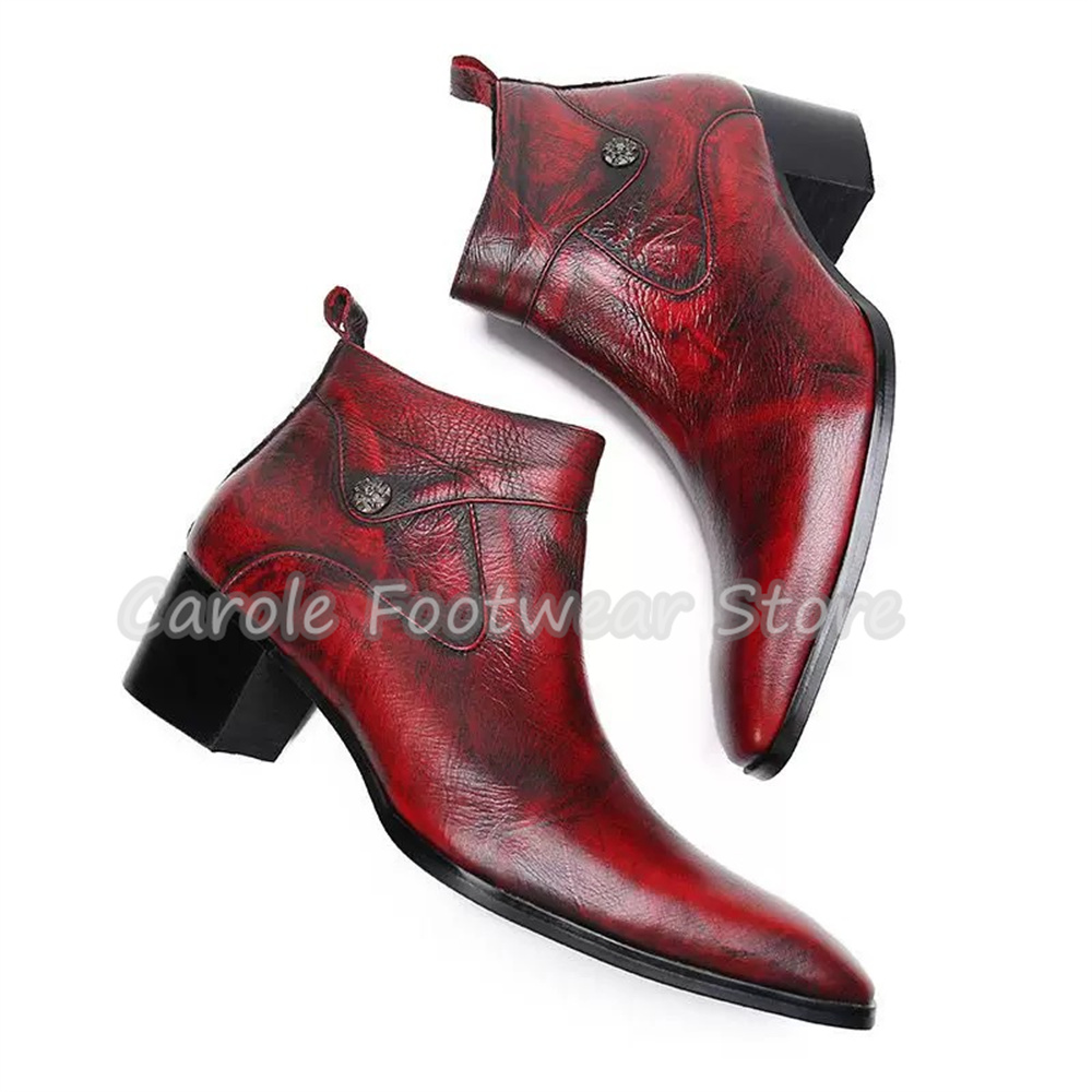 Men'S Shoes Increase Height - أحذية كاحل رجالية من الجلد الطبيعي
